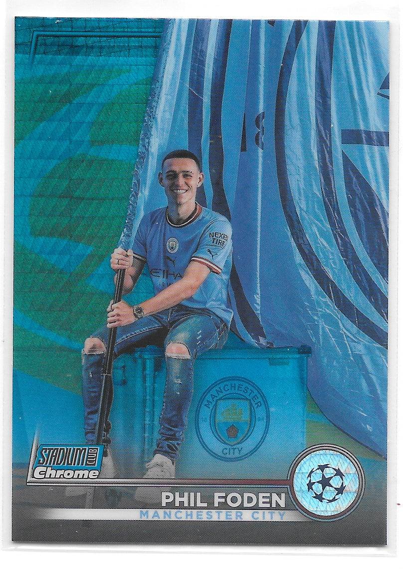 Phil Foden (Manchester City) Blue Prism Refractor Topps Stadium Club Chrome  22-23