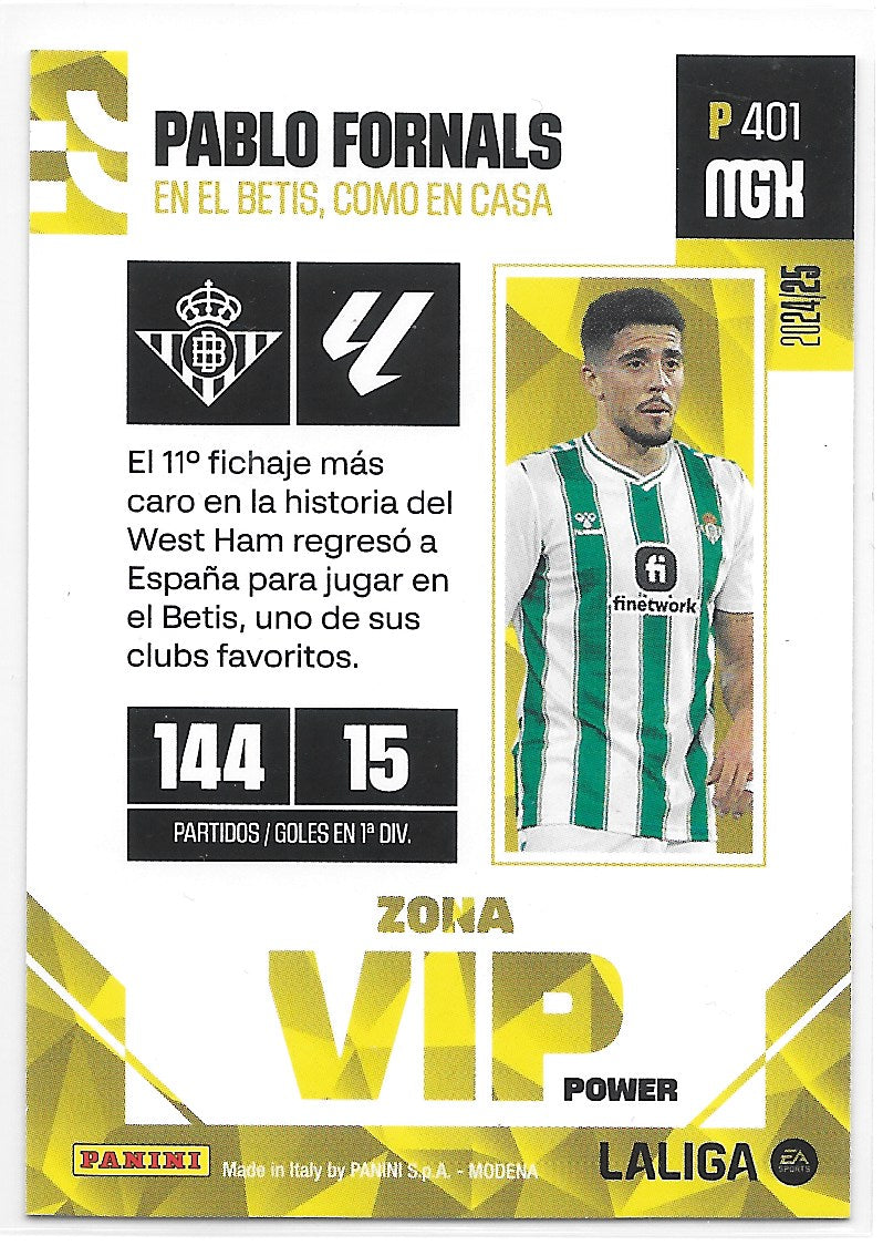 Pablo Fornals (Real Betis) Zona VIP Power Panini MegaCracks La Liga 24-25