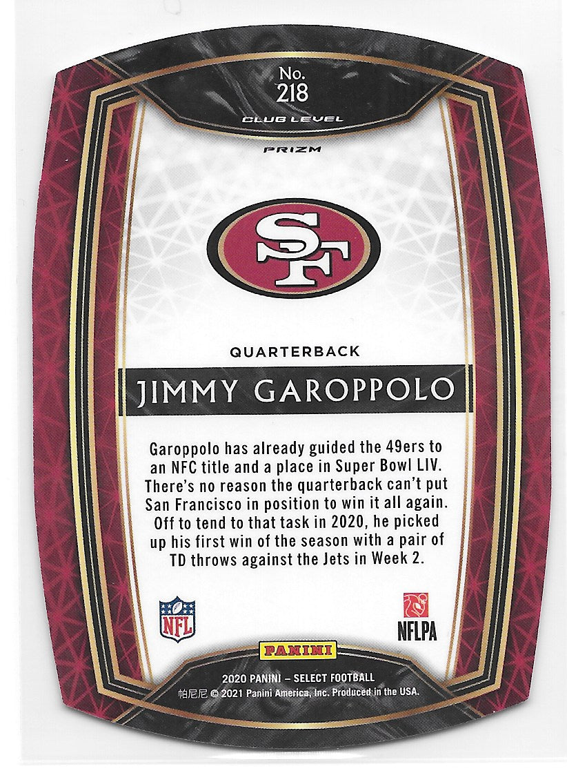 Jimmy Garoppolo (San Francisco 49ers) Club Level Die Cut Orange Panini Select Football 2020