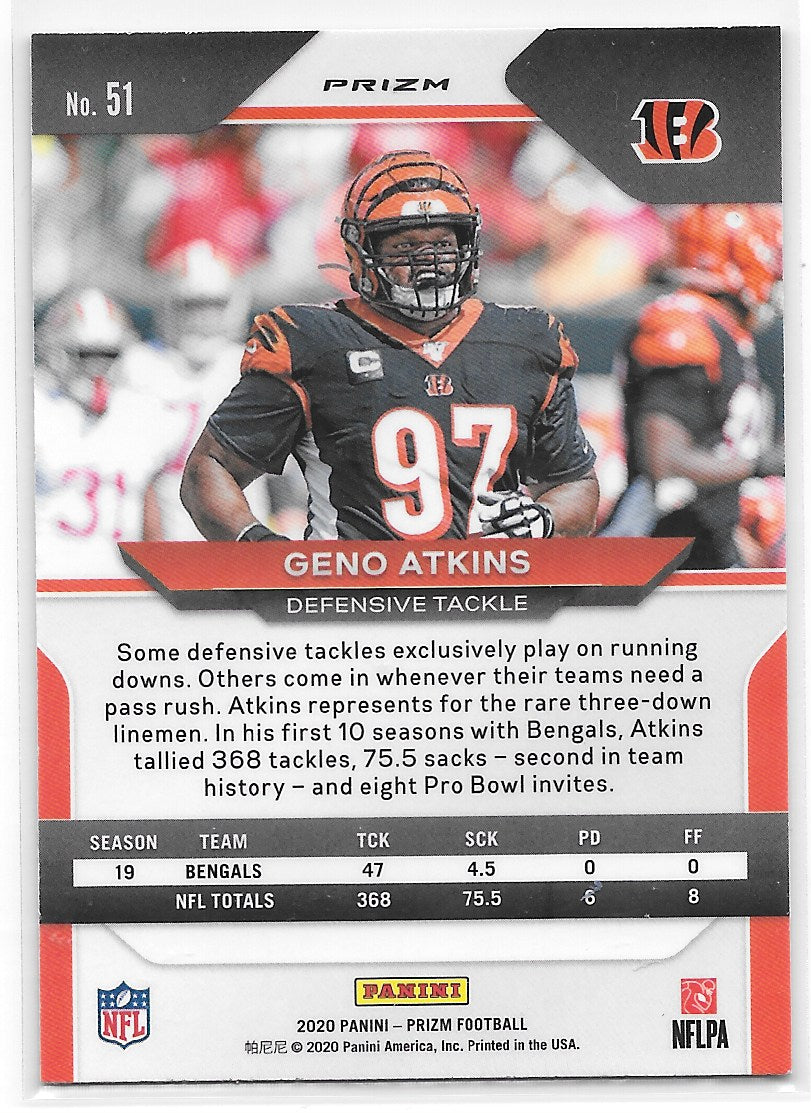 Geno Atkins (Cincinnati Bengals) Red White & Blue Prizm Panini Prizm Football 2020