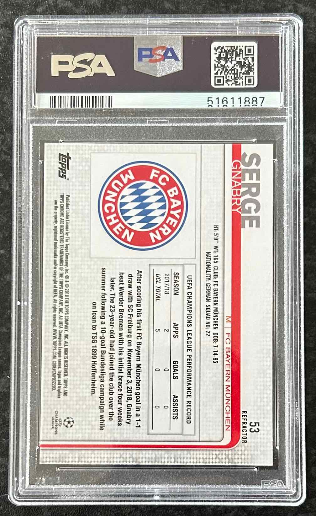 Serge Gnabry (FC Bayern Munchen) Refractor Topps Chrome UCL 18-19 PSA 9