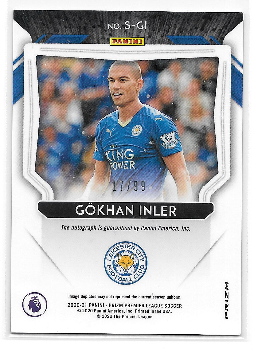 Gokhan Inler (Leicester City) Signatures Purple /99 Panini Prizm Premier League 20-21