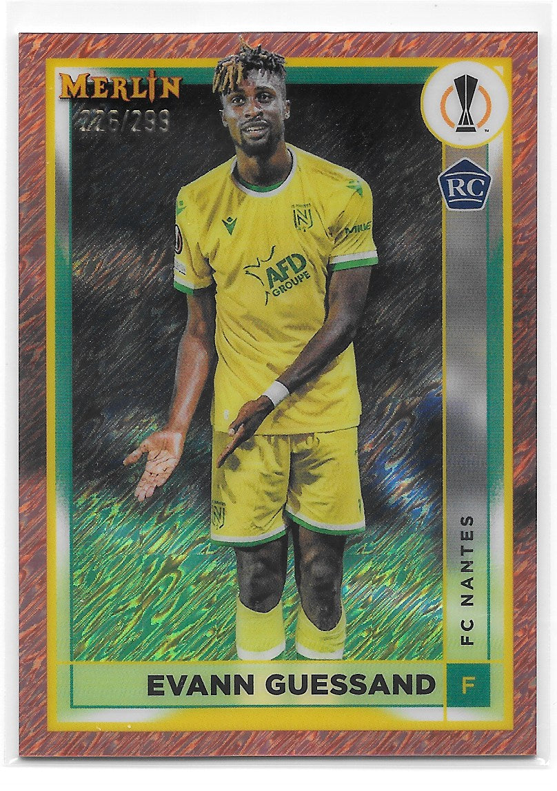 Evann Guessand FC Nantes Rose Gold Shimmer Refractor 299 RC Topps Merlin Chrome UCC 22 23