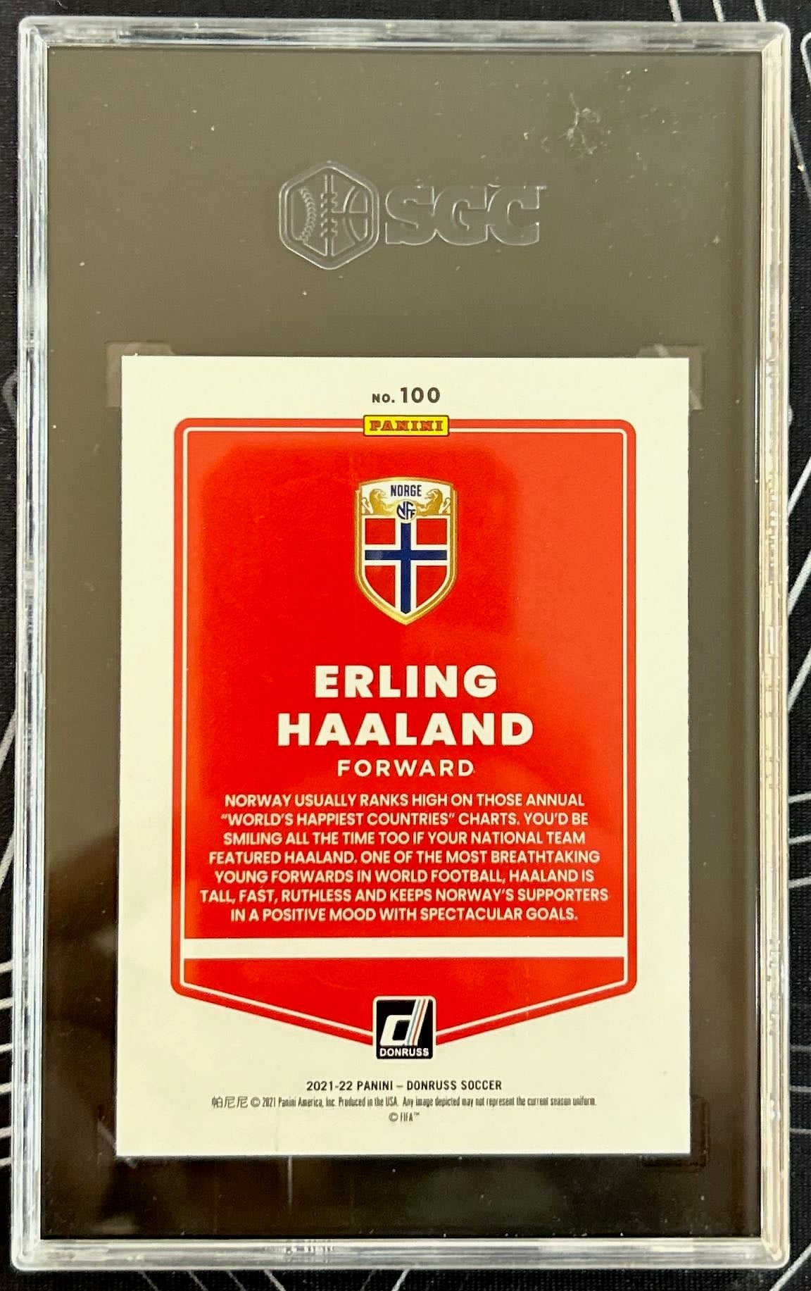 Erling Haaland (Norway) Holo Green Laser Panini Donruss Road to Qatar 21-22 SGC 10 Pop 3