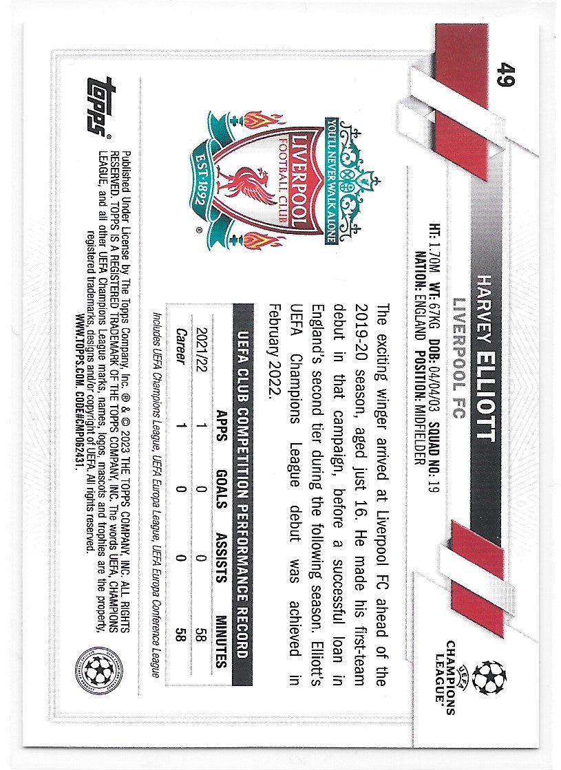 Harvey Elliott (Liverpool FC) Starball Foil Topps UCC Flagship 22-23