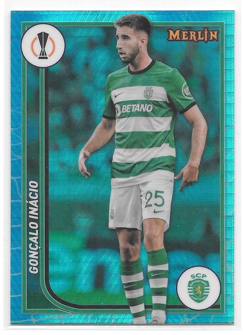 Gonçalo Inacio (Sporting Clube de Portugal) Aqua Prism Refractor Topps Merlin UCC 23-24