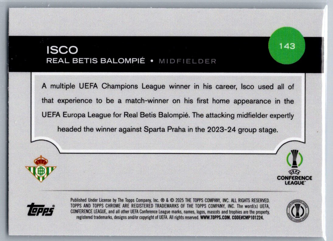 Isco (Real Betis) Wave Refractor Topps Chrome UCC 24-25