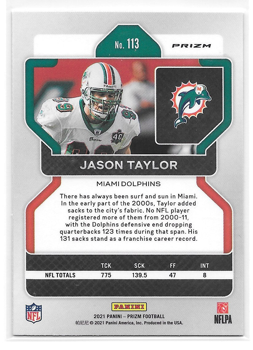 Jason Taylor (Miami Dolphins) Red White & Blue Prizm Panini Prizm Football 2021