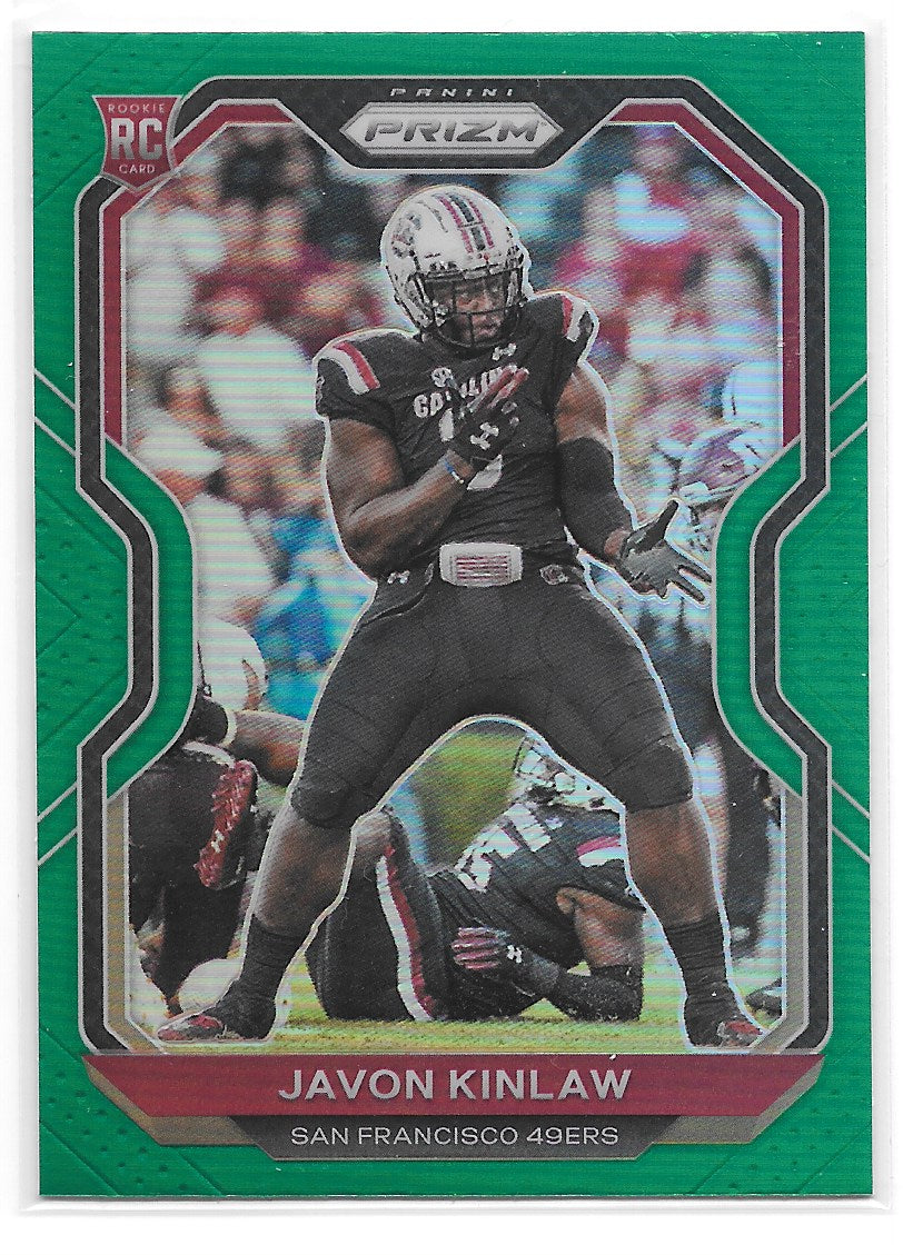 Javon Kinlaw (San Francisco 49ers) Green Prizm RC Panini Prizm Football 2020