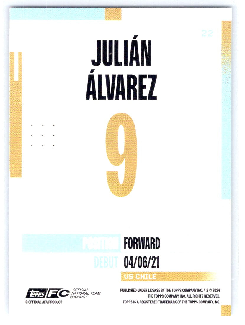 Julian Alvarez (Argentina) Pink Tango /99 Topps Argentina Team Set 24-25