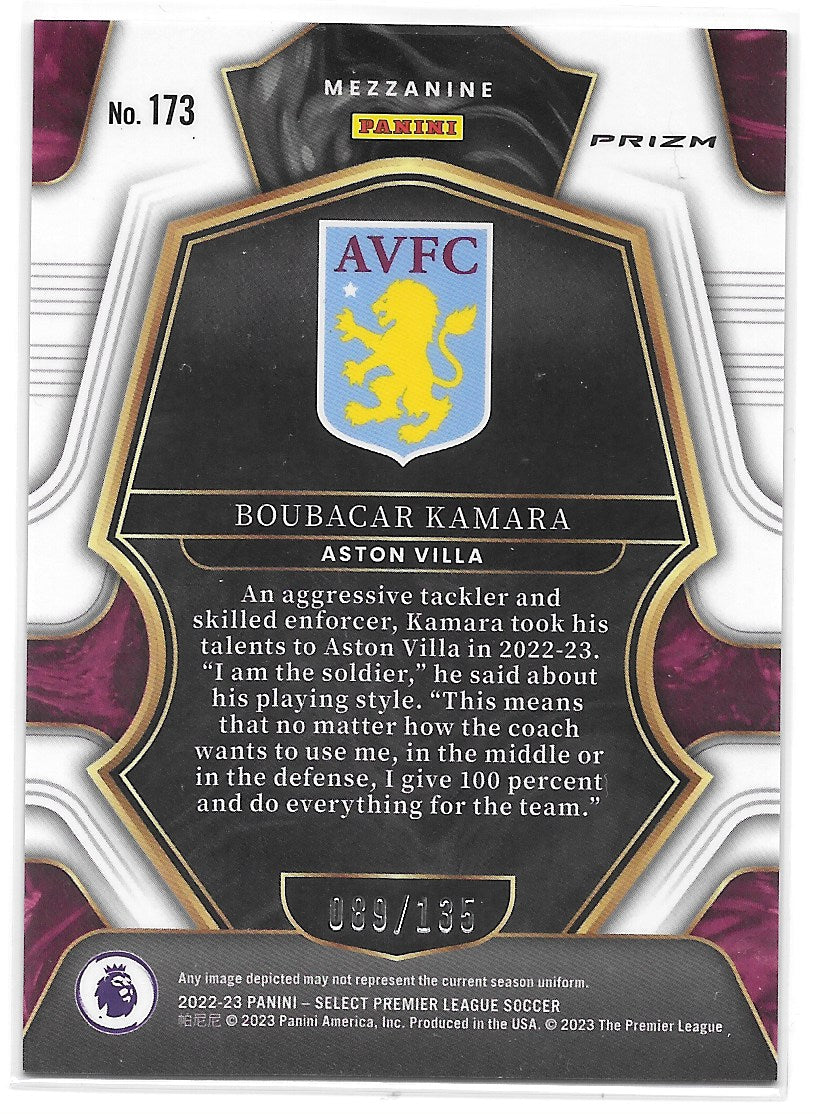 Boubacar Kamara (Aston Villa) Mezzanine Purple /135 Panini Select Premier League 22-23
