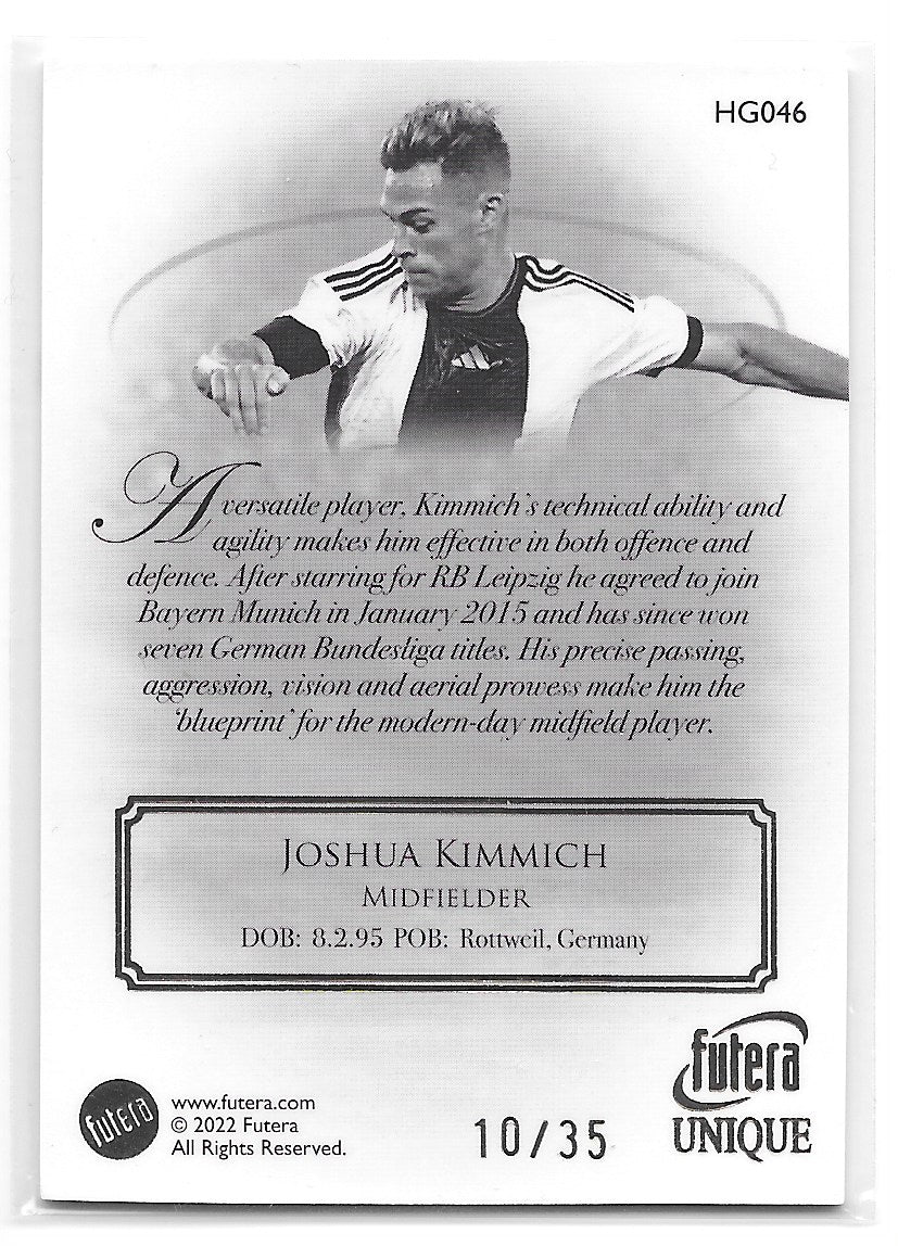 Joshua Kimmich (Germany) Heritage Gold /35 Futera Unique World Football 22-23
