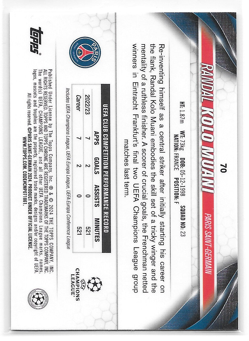 Randal Kolo Muani (PSG) Colour Match /99 Topps Chrome UCC 23-24