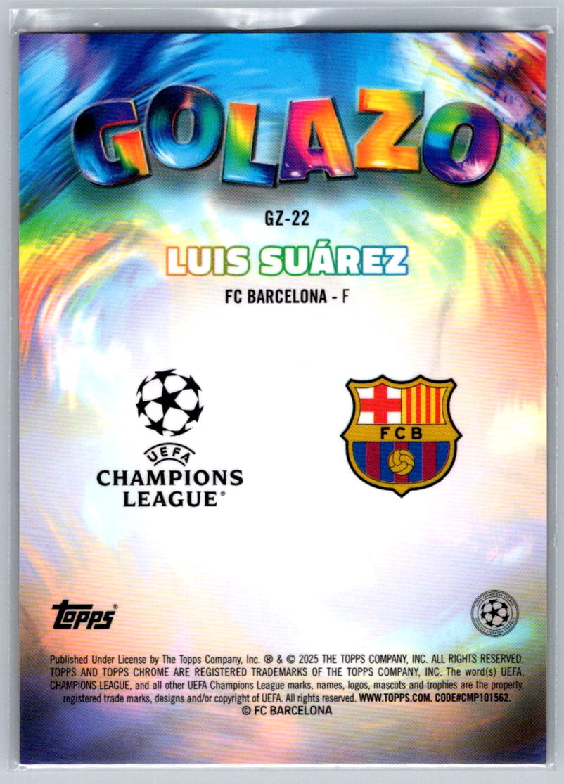 Luis Suarez (FC Barcelona) Golazo Gold Refractor /50 Topps Chrome UCC 24-25