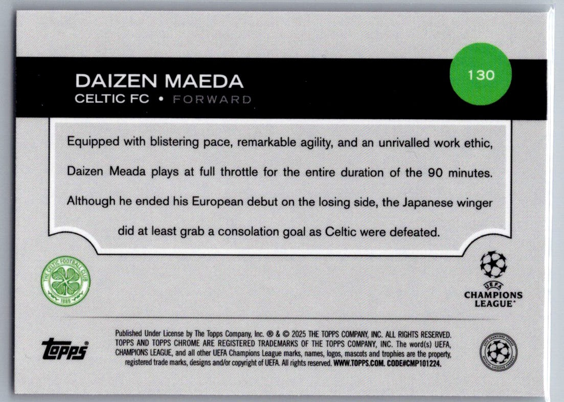 Daizen Maeda (Celtic FC) Neon Pink Prism Refractor /175 Topps Chrome UCC 24-25