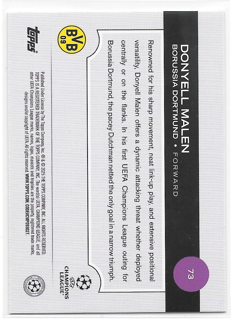 Donyell Malen (Borussia Dortmund) Purple FlowFractor Topps UCC Flagship 24-25