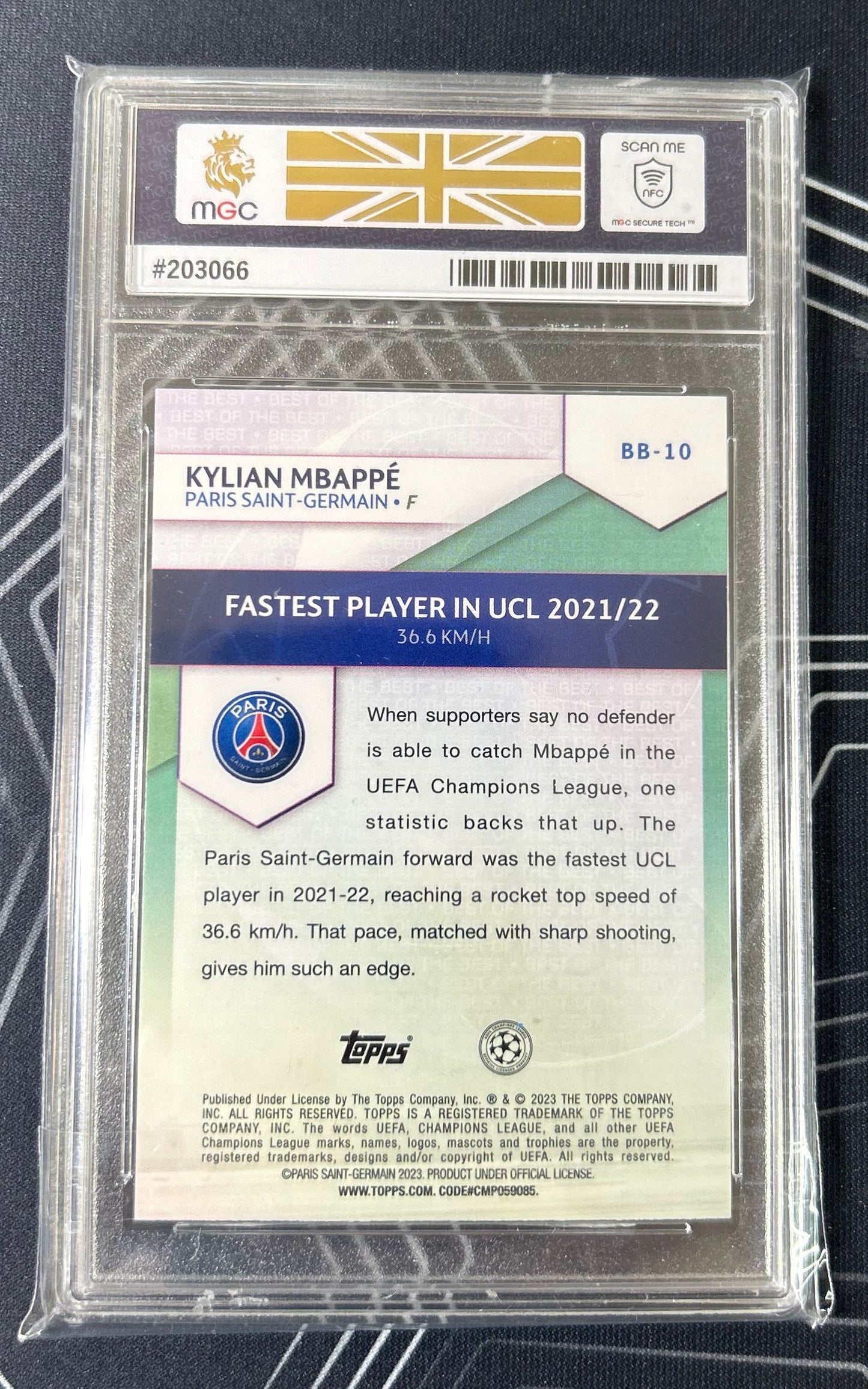 Kylian Mbappe (PSG) Best of the Best Topps UCC Flagship 22-23 MGC 10