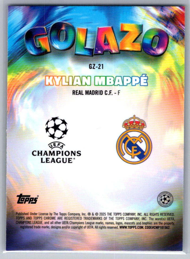 Kylian Mbappe (Real Madrid) Golazo Topps Chrome UCC 24-25