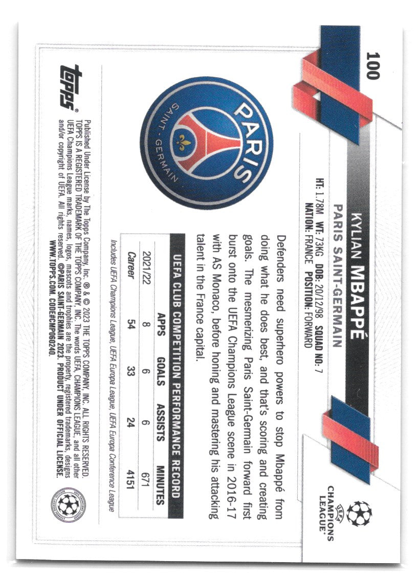 Kylian Mbappé (PSG) Hero Variation Topps UEFA Club Competitions Chrome 22-23