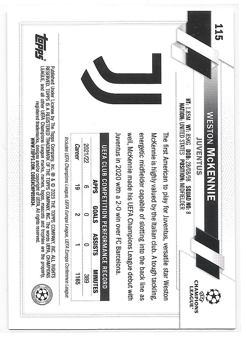 Weston McKennie (Juventus) Pink Sparkle Topps UCC Flagship 22-23