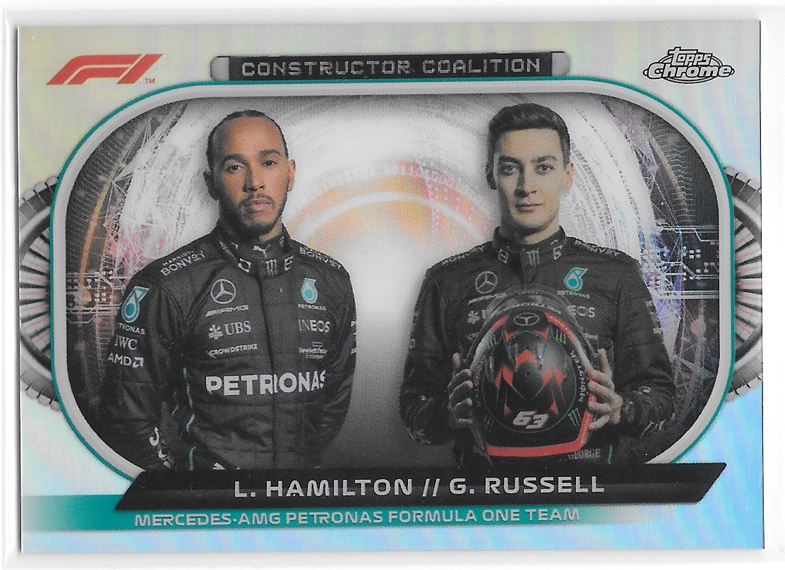Mercedes-AMG Petronas (Hamilton & Russell) Constructor Coalition Refractor Topps Chrome F1 2022