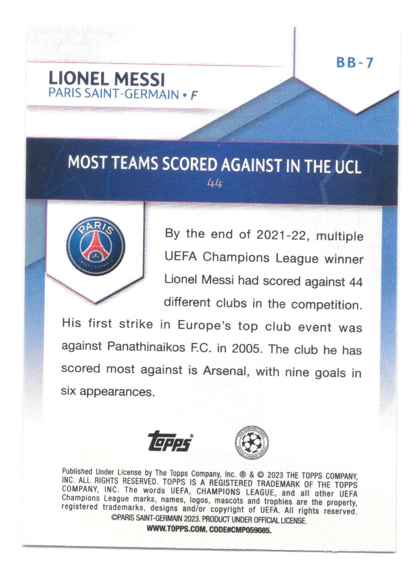 Lionel Messi (PSG) Best of the Best Topps UEFA Club Competitions Flagship 22-23