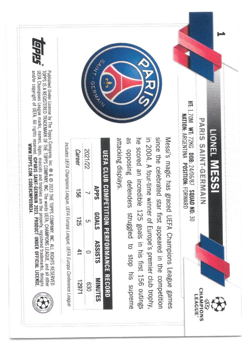 Lionel Messi (PSG) Topps UEFA Club Competitions Flagship 22-23