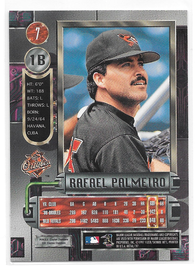 Rafael Palmeiro (Baltimore Orioles) Metal Universe Baseball 1997