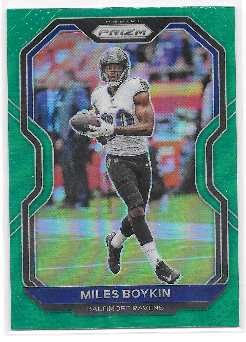 Miles Boykin (Baltimore Ravens) Green Prizm Panini Prizm Football 2020