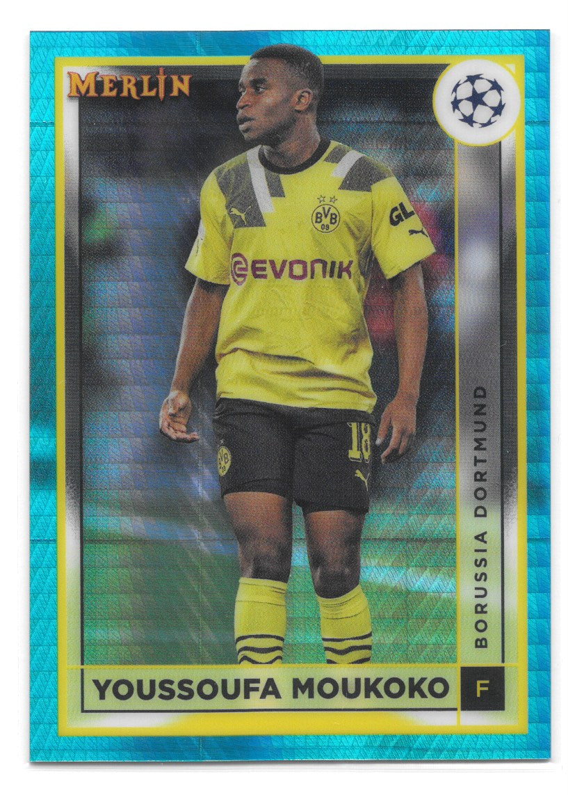 Youssoufa Moukoko (Borussia Dortmund) Aqua Prism Refractor Topps Merlin Chrome UCC 22-23