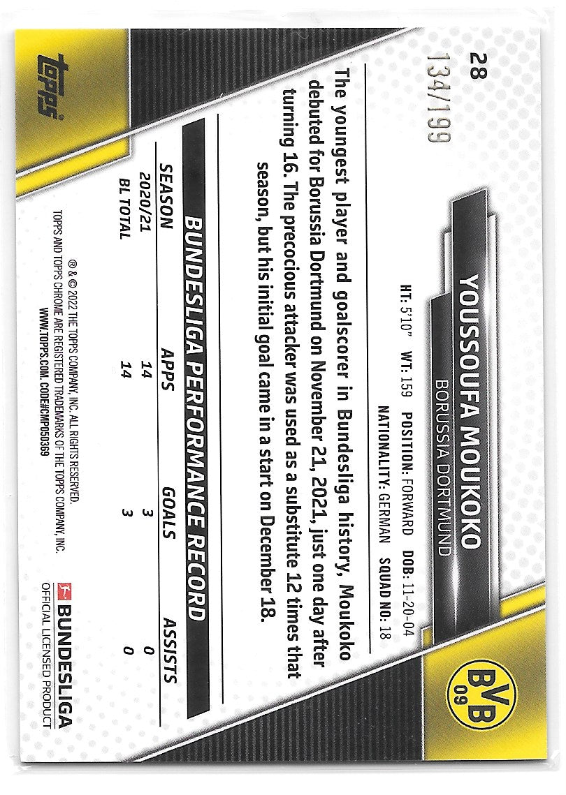 Youssoufa Moukoko (Borussia Dortmund) Prism Refractor /199 Topps Chrome Bundesliga 21-22