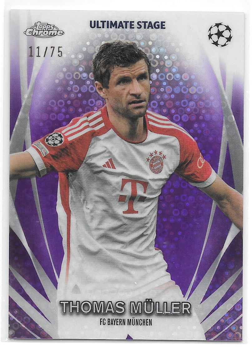 Thomas Muller (FC Bayern Munchen) Ultimate Stage Chrome Purple /75 Topps UCC Flagship 23-24