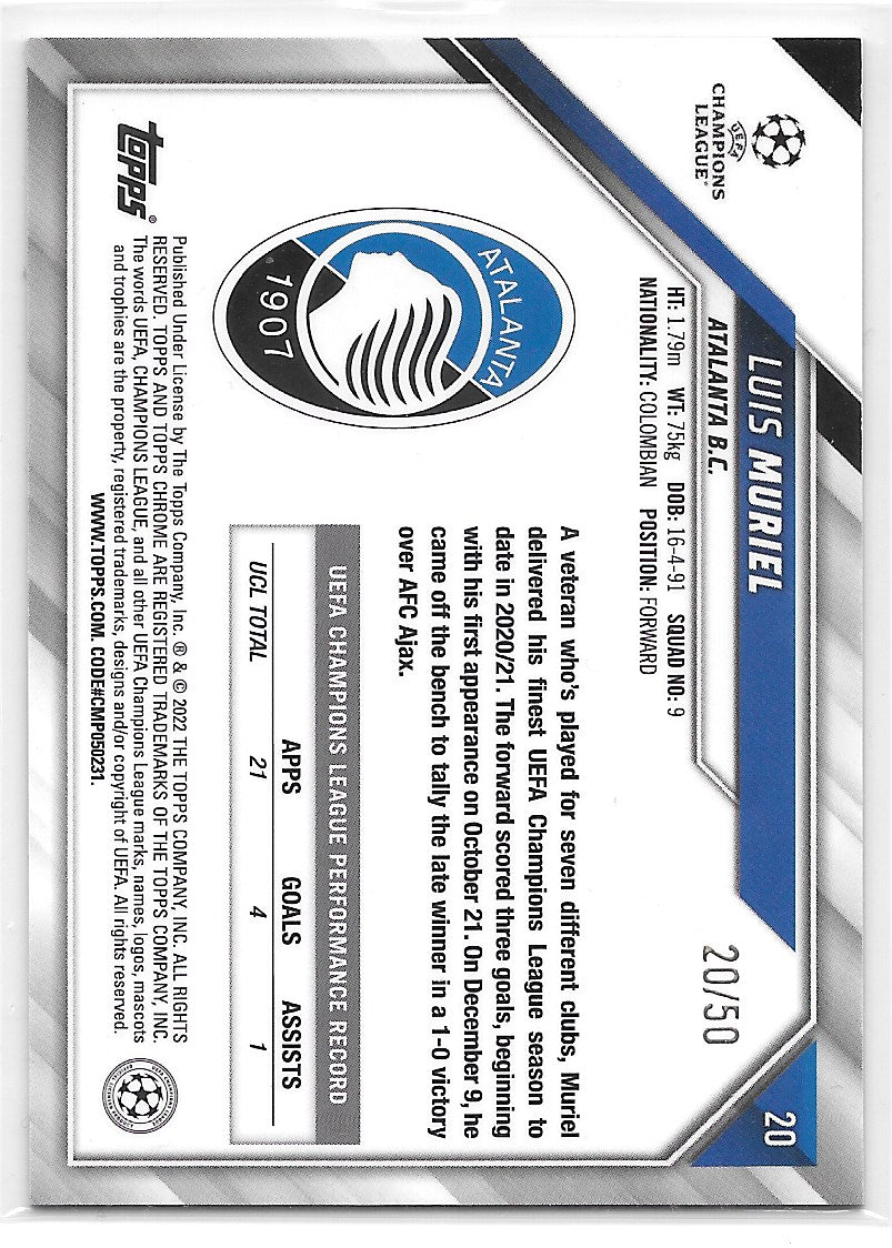 Luis Muriel (Atalanta) Gold Mini-Diamond /50 Topps Chrome UCL 21-22