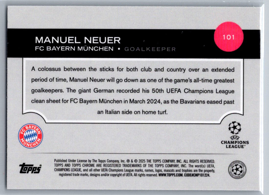 Manuel Neuer (FC Bayern Munchen) Wave Refractor Topps Chrome UCC 24-25