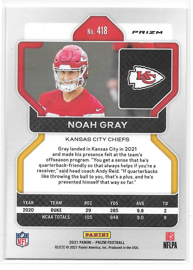 Noah Gray (Kansas City Chiefs) Pink Prizm RC Panini Prizm Football 2021