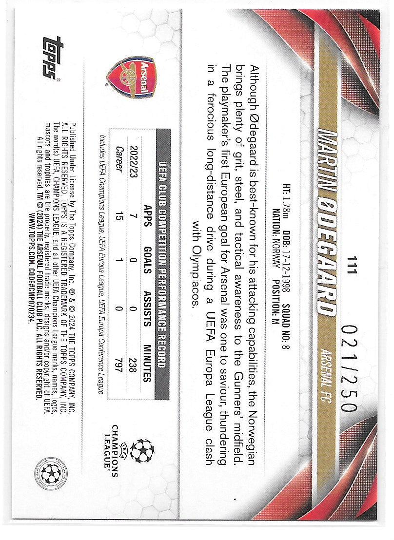 Martin Odegaard (Arsenal FC) Navy Blue /250 Topps UCC Flagship 23-24
