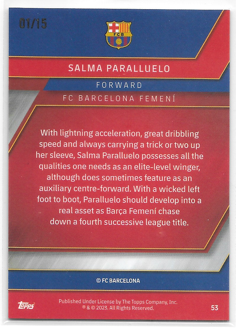 Salma Paralluelo (FC Barcelona) Purple 01/15 RC Topps Chrome Barcelona 22-23