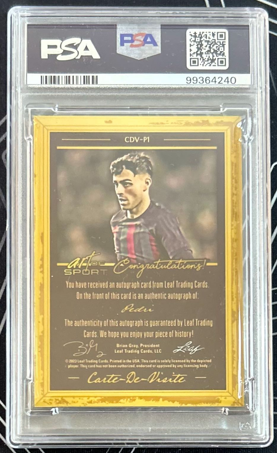 Pedri (FC Barcelona) Carte-De-Visite Auto /20 Leaf Art of Sport 2023 PSA 9 Pop 1