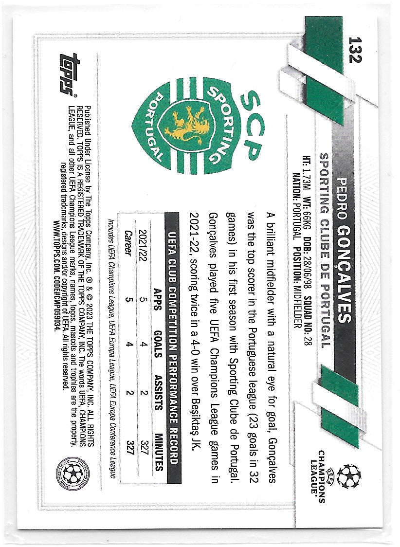 Pedro Gonçalves (Sporting Clube de Portugal) Pink Sparkle All-Star Rookie Topps UCC Flagship 22-23