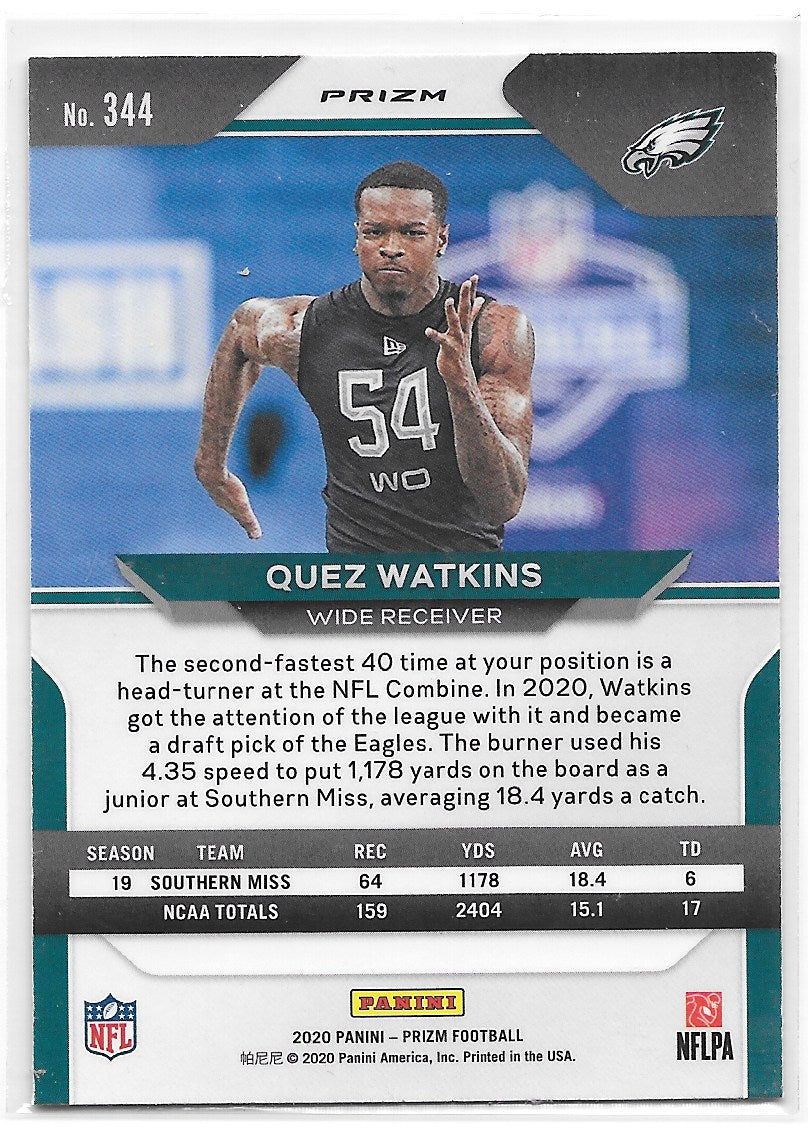 Quez Watkins (Philadelphia Eagles) Red White & Blue Prizm RC Panini Prizm Football 2020