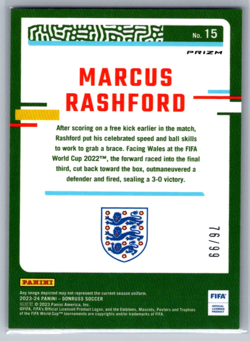 Marcus Rashford (England) Optic Blue /99 Panini Donruss FIFA Soccer 23-24