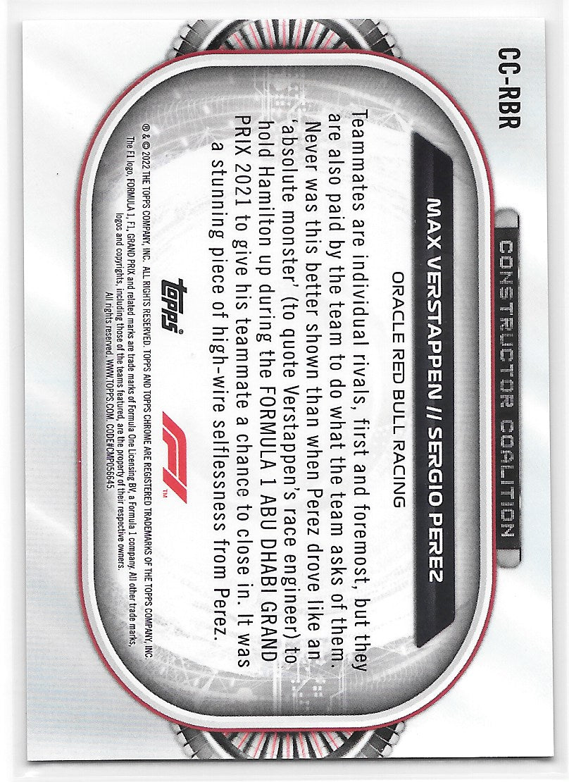 Oracle Red Bull Racing (Verstappen & Perez) Constructor Coalition Refractor Topps Chrome F1 2022