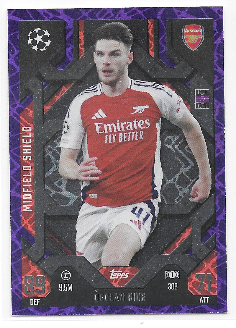 Declan Rice (Arsenal) Purple Midfield Shield Topps Match Attax Extra 24-25