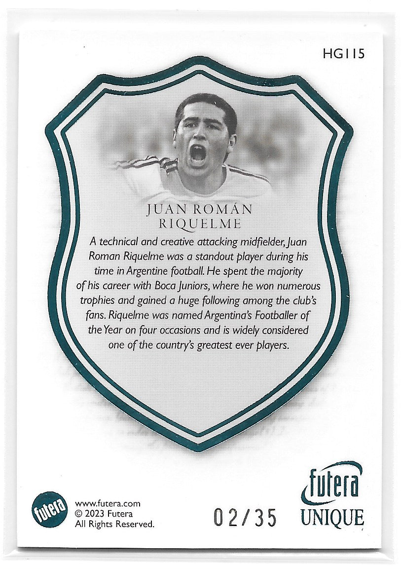 Juan Roman Riquelme (Argentina) Heritage Turquoise /35 Futera Unique World Football 2023