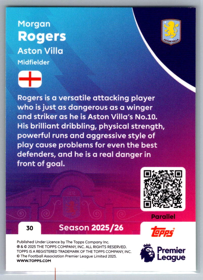 Morgan Rogers (Aston Villa) Green Topps Premier League 25-26