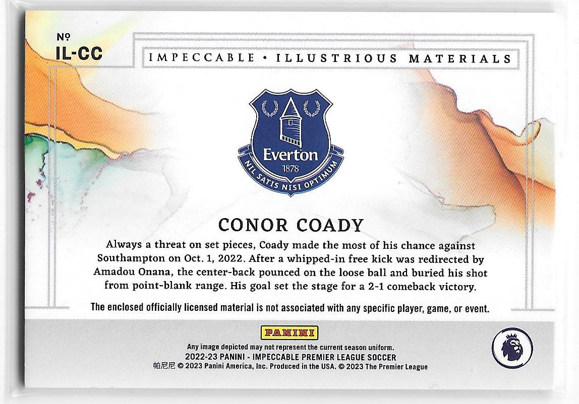 Conor Coady (Everton) Illustrious Materials Relic /99 Panini Impeccable Premier League 22-23