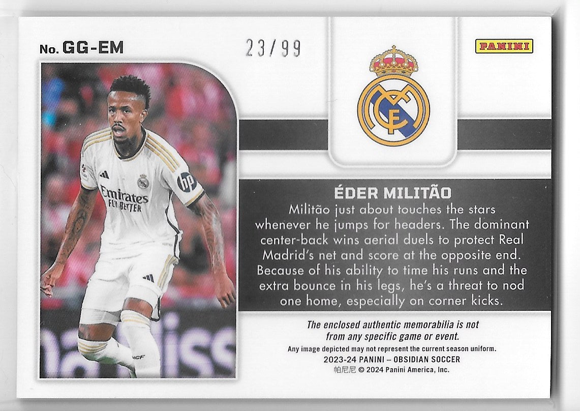 Eder Militao (Real Madrid) Galaxy Gear Orange Relic /99 Panini Obsidian Soccer 23-24