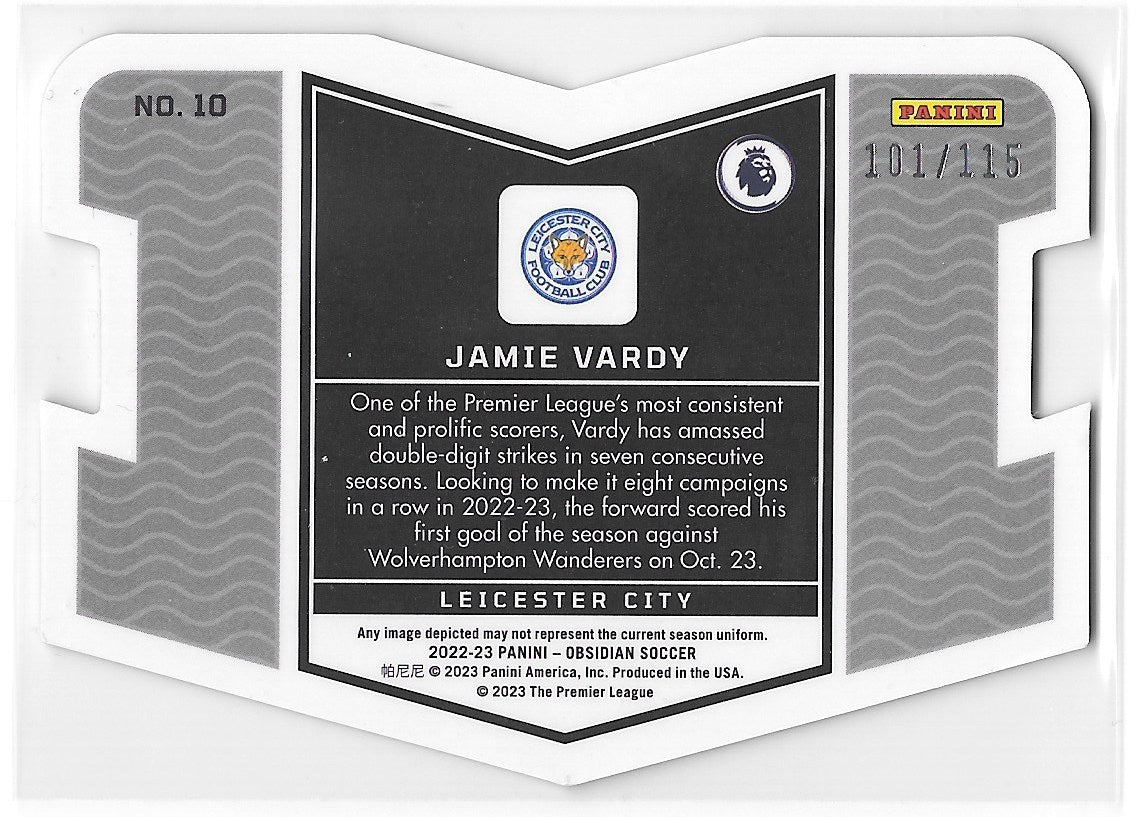 Jamie Vardy (Leicester City) Vitreous Die-Cut /115 Panini Obsidian Soccer 22-23
