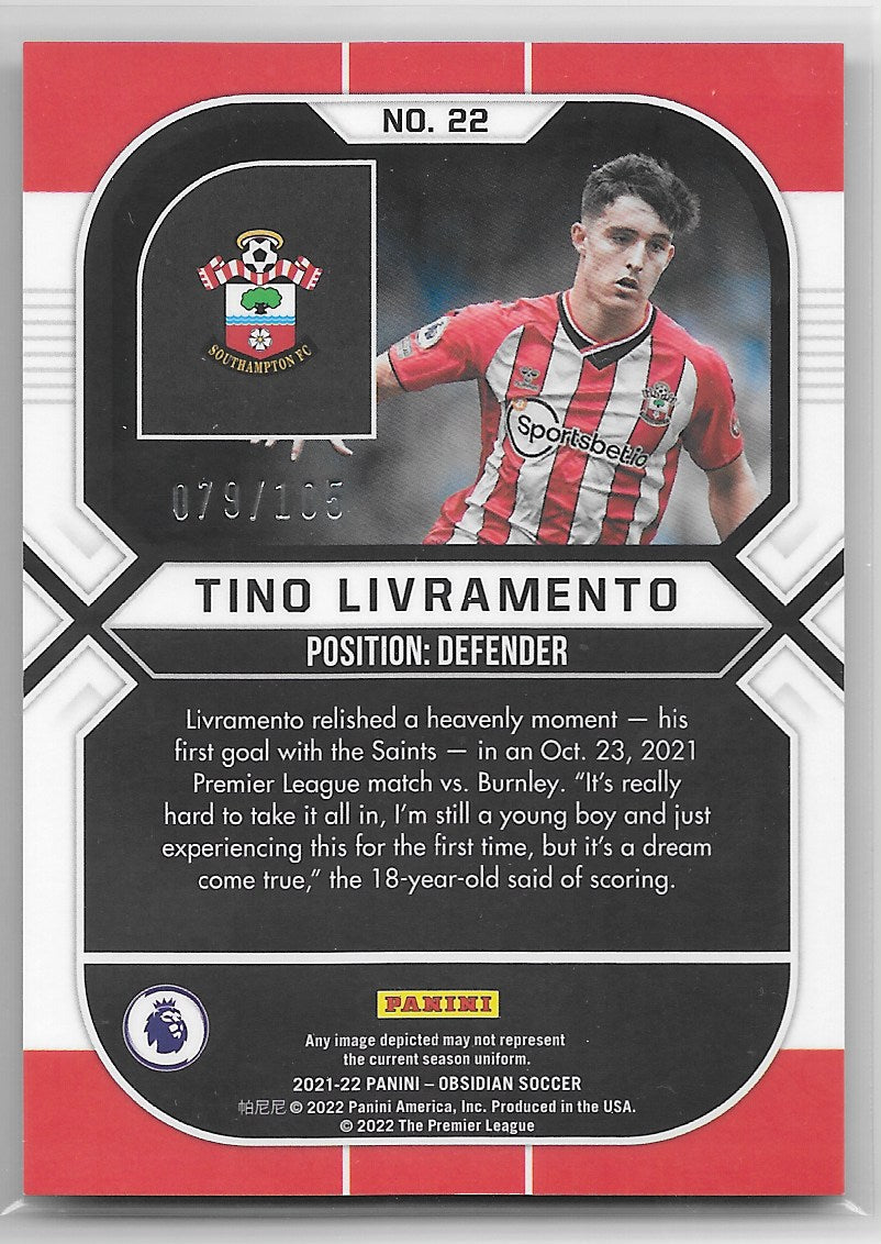 Tino Livramento (Southampton) /105 RC Panini Obsidian Soccer 21-22