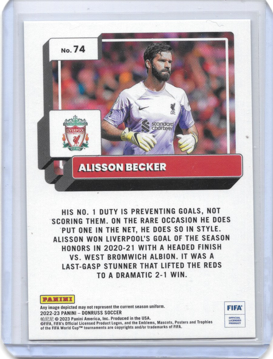 Alisson Becker (Liverpool FC) Teal /199 Panini Donruss FIFA 2022-23